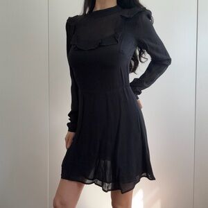 Reformation ruffle mini dress black size 0